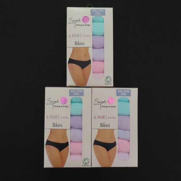 Secret Treasures Womens 20 XXL Seamless Bikinis 3 Packs of 6 NEW 18 Total - Picture 7 of 7
